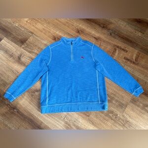 Tommy Bahama Tobago Bay Half Zip Sweatshirt Mens Blue 2XL XXL Preppy Sweater